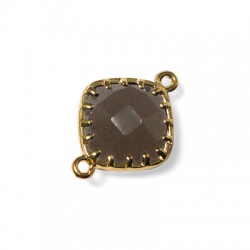 Brass Square Setting w/ Glass Stone 13x18 mm w/ 2 Rings