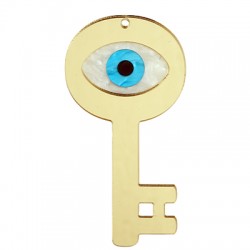 Plexi Acrylic Lucky Pendant Key w/ Evil Eye 47x89mm