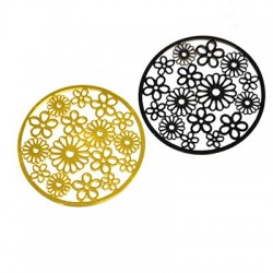 Pendente in Metallo Rotondo con Fiori Tagliato a Laser 47mm