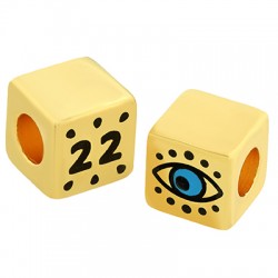 Μεταλλική Xάντρα Κύβος "22" Μάτι με Σμάλτο 10mm (Ø5.2mm)