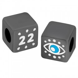 Μεταλλική Xάντρα Κύβος "22" Μάτι με Σμάλτο 10mm (Ø5.2mm)