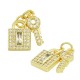 Zircon Brass Charm Locket Key 9x12mm & 14x5mm