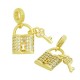 Zircon Brass Charm Locket Key 9x13mm & 10x5mm