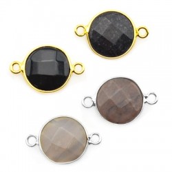 Monture Ronde en Laiton 15 mm avec Pierre D'Agate Noire