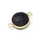 Conector de Latón Redondo con Piedra Semipreciosa Agata Negro 15mm