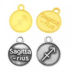 Zamak Charm Round Star Sign Sagittarius 12mm