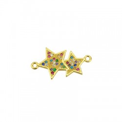 Brass Connector Stars w/ Zircon 20x14mm