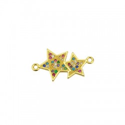 Zircon Brass Connector Stars 20x14mm