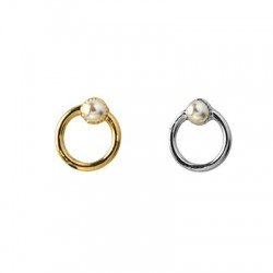 Boucle D'Oreille Ronde en Zamak avec Perle 10 mm
