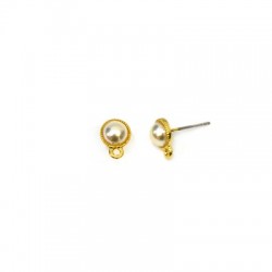 Zamak Earring Round Pearl 8mm
