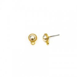 Zamak Earring Round Pearl 8mm