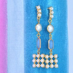 Pendiente de Metal Zamak con Perlas ABS 5x15mm