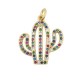 Ciondolo in Ottone con Cactus e Zirconi 16 mm