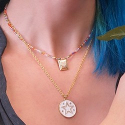 Charm rond Étoile en Laiton Émaillé avec Zircon 23 mm