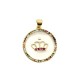 Colgante de Metal Laton Redondo con Corona Esmaltada con Circonitas 21mm