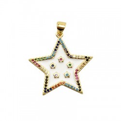 Zircon Brass Charm Star & Enamel 26mm