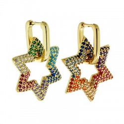 Boucle D'Oreille en Laiton et Zircon Étoile 23 mm