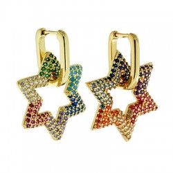 Brass Earring Star w/ Zircon