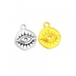 Zamak Charm Round Irregular Evil Eye 11mm