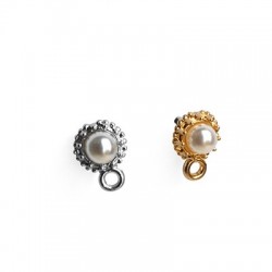 Zamak Earring Round w/ Pearl 7mm