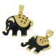 Brass Charm Elephant w/ Zircon & Enamel 21x15mm