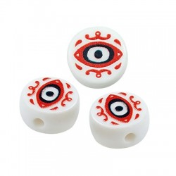 Acrylic Bead Round w/ Evil Eye 13x6mm (Ø2mm)