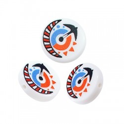 Acrylic Bead Round w/ Swallow Evil Eye 15x4mm (Ø2mm)