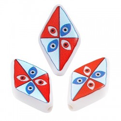 Acrylic Bead Rhombus w/ Kite & Eye 14x23.8mm (Ø2mm)