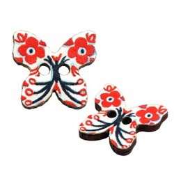 Wooden Button Butterfly 13x12mm