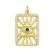 Zircon Brass Charm Tag with Evil Eye 14x22mm
