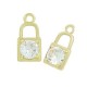 Ciondolo in Metallo Ottone Lucchetto con Zirconi 5x8mm