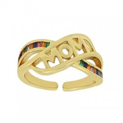 Anillo de Metal Latón "MOM" con Circonitas 21mm