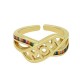 Zircon Brass Finger Ring "MOM" 21mm