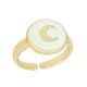 Bague en Laiton Émaillé avec lune Ronde 21 x 14 mm