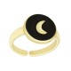 Bague en Laiton Émaillé avec lune Ronde 21 x 14 mm
