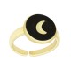 Brass Ring Round Moon w/ Enamel 21x14mm