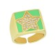 Enameled Brass Finger Ring Star with Zircon 21x16mm