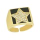Brass Ring Square Star w/ Zircon & Enamel 21x16mm