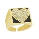 Bague en Laiton Émaillé cœur avec Zircon 21 x 16 mm