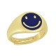 Enameled Brass Finger Ring Round Smile Face 22x12mm