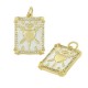 Enameled Brass Charm Tag Heart with Zircon 18x15mm