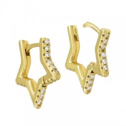 Orecchino in Ottone a Cerchio con Stella e Zirconi 21mm