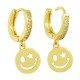 Zircon Brass Earring Hoop Smile Happy Face 16mm/11mm