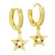 Boucles D'Oreilles Créoles en Laiton et Zircon Étoile 15 Mm/12 mm