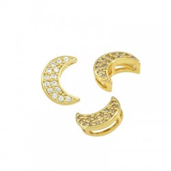 Brass Slider Moon w/ Zircon 8x6mm