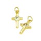 Zircon Brass Charm Cross 12x8mm
