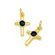 Zircon Brass Charm Cross 12x8mm