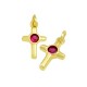 Zircon Brass Charm Cross 12x8mm
