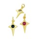 Zircon Brass Charm Cross Star 14x8mm