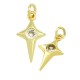 Zircon Brass Charm Cross Star 14x8mm